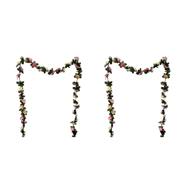 VONKY Exquisite Simulated Flower Vines Charming And Inviting Atmosphere With These Exquisite Simulated Flower Vines Such Yellow+Dark Pink 45 roses 2Set