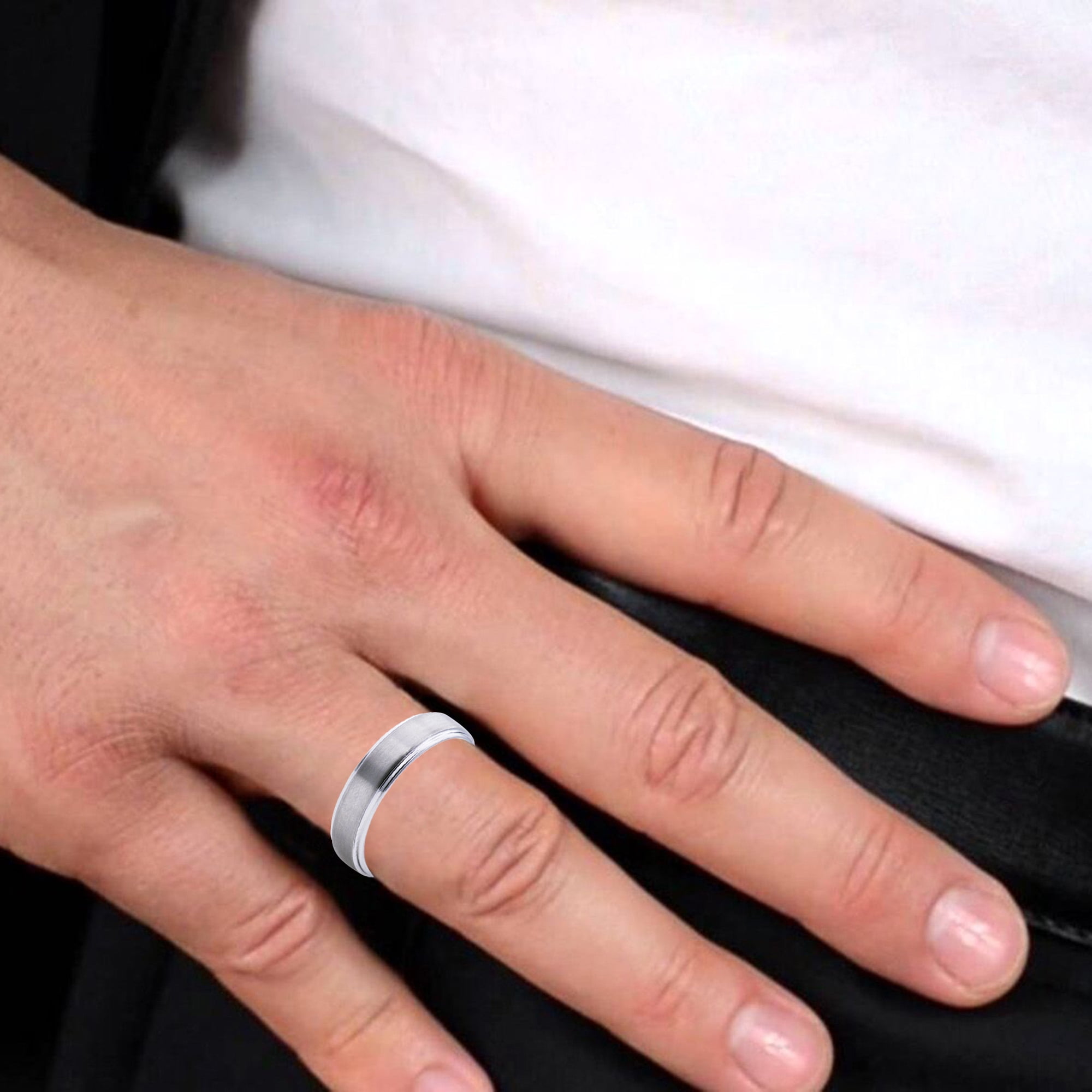 Mens Tungsten Fancy Band Ring