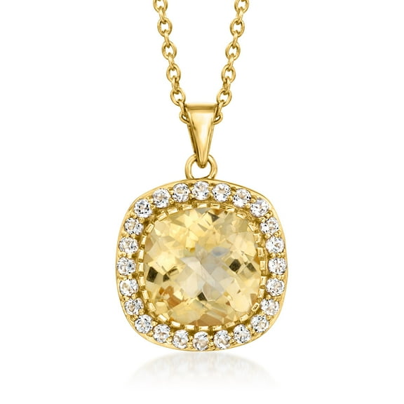 Ross-Simons 6.25 Carat Citrine and .90 ct. t.w. White Topaz Pendant Necklace in 18kt Gold Over Sterling, Women's, Adult