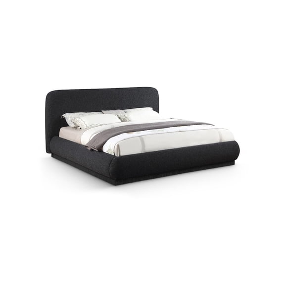 Meridian Furniture Rigby Black Boucle Fabric Queen Bed