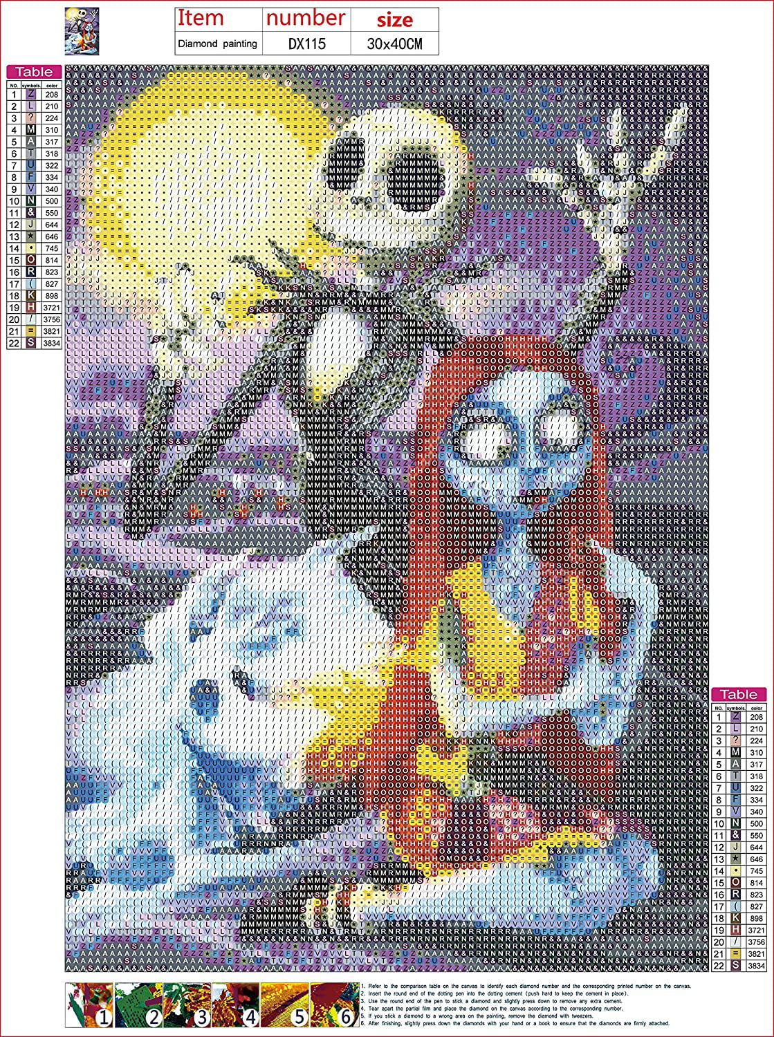Eitseued Diamond Painting Jack and Sally,Halloween Nightmare Before Christmas Cross Stitch Picture Arts Craft for Home Decor Festival Gift,12x16 inch