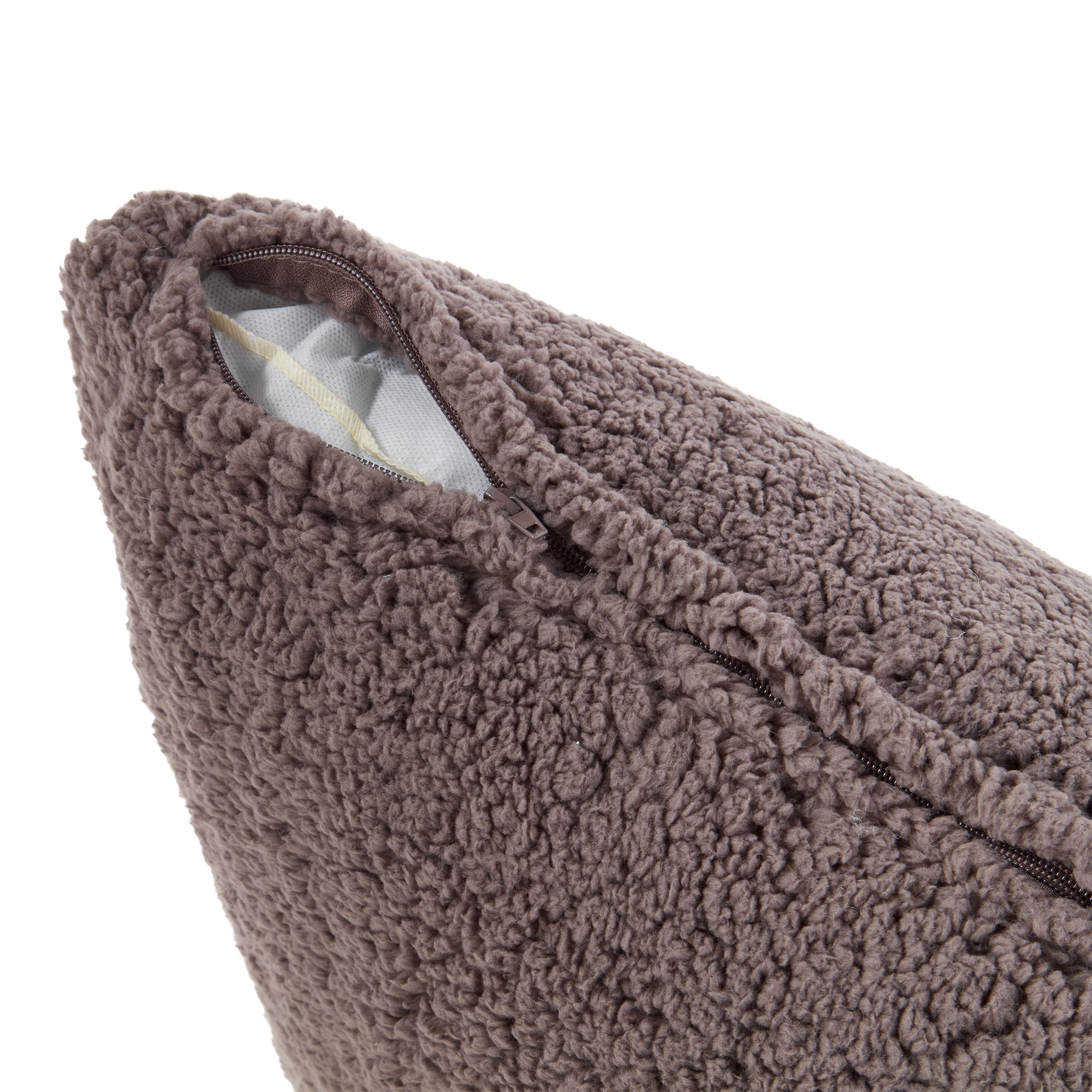 24" x 24" Sherpa Throw Pillow Cover in Fossil Gray