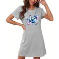 thumbnail image 4 of HomeGardon Women's Sleepwear Nightgowns for Women,Fashion Print Medium Length Dress Oversized Short Nightgown Fashion Chest Print Short Sleeve Nightdress,S-XXL, 4 of 5