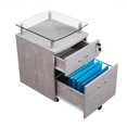 thumbnail image 3 of Rolling File Cabinet With Glass Top, Grey, 3 of 9
