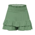 thumbnail image 4 of Weiqiqre Workout Shorts Women Summer High Waist Smocked Ruffle Skirt Cute Flowy Layered Mini Skirt Skort Beach Casual, 4 of 5