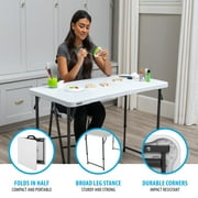 Lifetime 4-Foot Height-Adjustable Fold-In-Half Table, White Granite