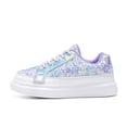 thumbnail image 2 of Krdevn Boys Girls Glitter Casual Sneakers, Fashion Sequin Lace Up Skate Shoes Lightweight Soft Sole Trendy Kids Walking Footwear,Purple, 2 of 8