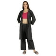 thumbnail image 5 of Inkmeso Womens 3 Pcs Nightwear Set Crop Tank Top Loose Pants & Front Open Shrug Sleepwear, 5 of 7
