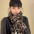 thumbnail image 4 of Jiibva Leopard Tassels Scarf Lady Oversized Long Soft Warm Wrap Shawl Windproof Winter Neck Warmer Animal Print Scarves for Women, 4 of 7