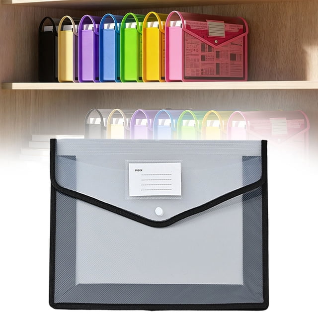 Plastic Expandable File Organizer Folder (No Divider), Transparent Document Holder StorageforReceipt/Paper/Bill/Letter, Easy To Label, Twill Transparent A4 Horizontal File Bag, 33 * 25cm