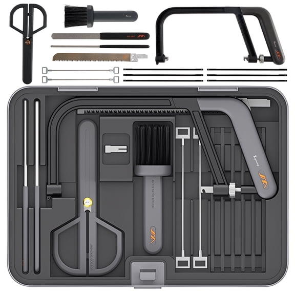 8 in 1 Mini Hacksaw with Woodworking Saw, Household Scissors, Carbide Grit Saw Blades, Hacksaw Blades with Tool Box