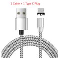thumbnail image 1 of Cable de carga magnética 3 en 1 con diseño circular y conexión reversible, ideal para dispositivos Android, iPhone y Type-C, longitud de 1 metro, color plateado, fácil de usar con una mano y, 1 of 6