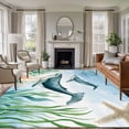 thumbnail image 2 of Rectangle Area Rug 5x8ft,Coastal Ocean Whale Fish Washable Carpet Non-Slip Runner Accent Rugs Indoor Floor Mat for Bedroom Living Room Decor,Sea Blue Marine Life, 2 of 9