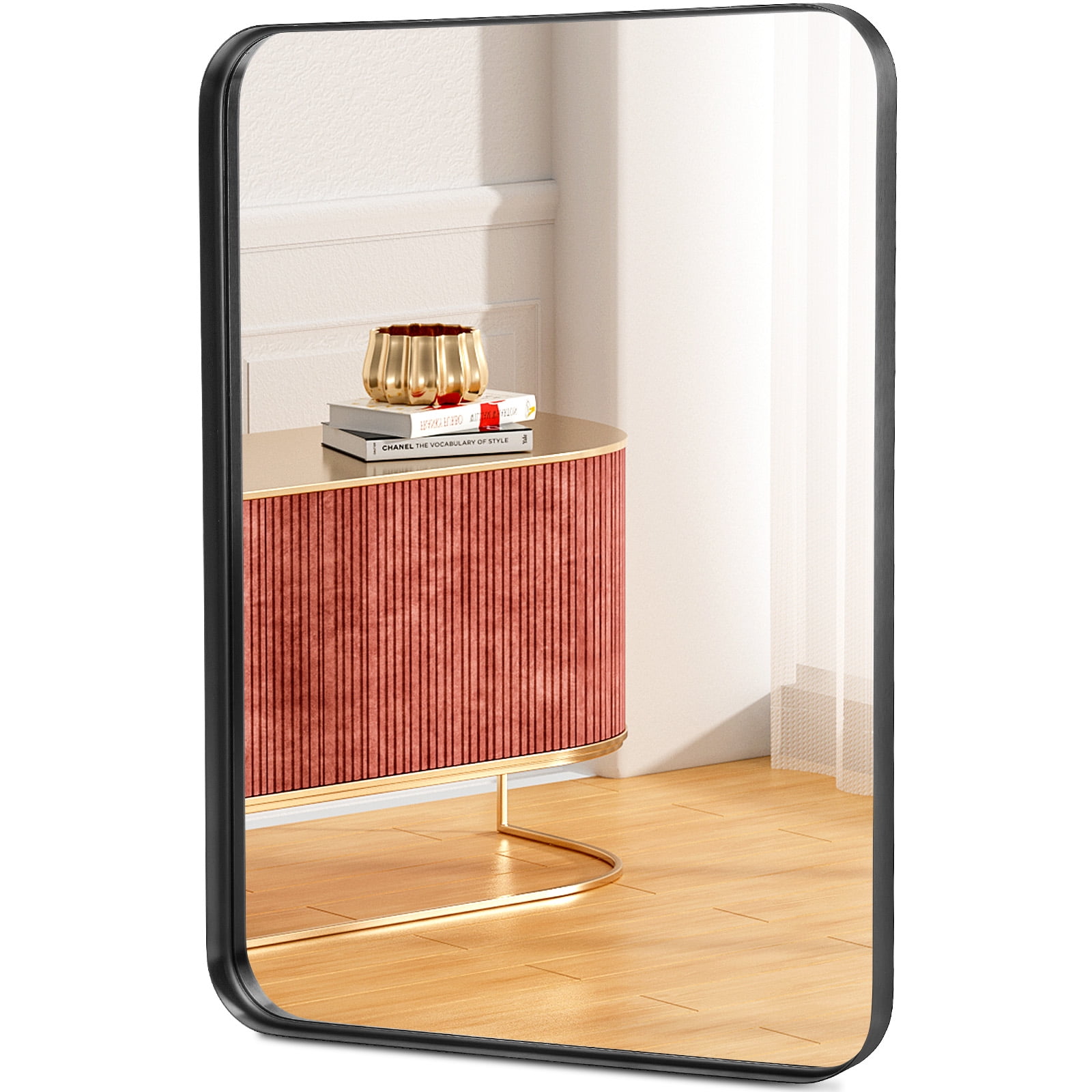 MAYEERTY 30"×22" Rectangular Full-Length Mirror - Floor Standing Full-Body, Black