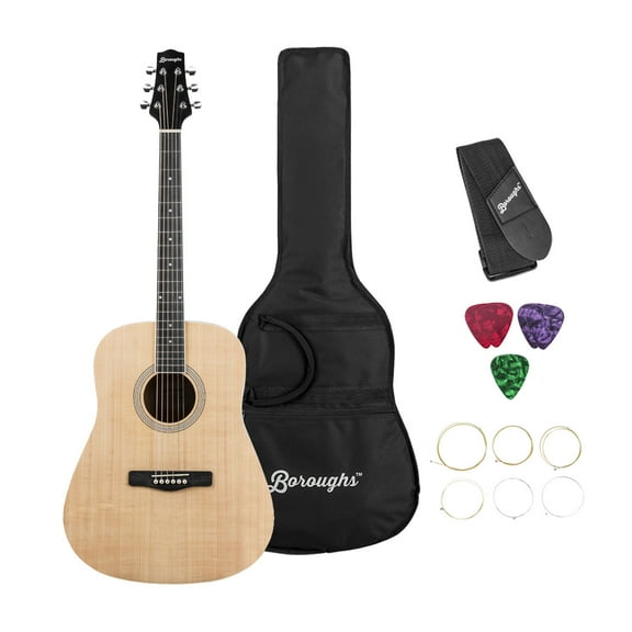 Boroughs B20DNT Beginner Dreadnought Acoustic Guitar Pack, Natural