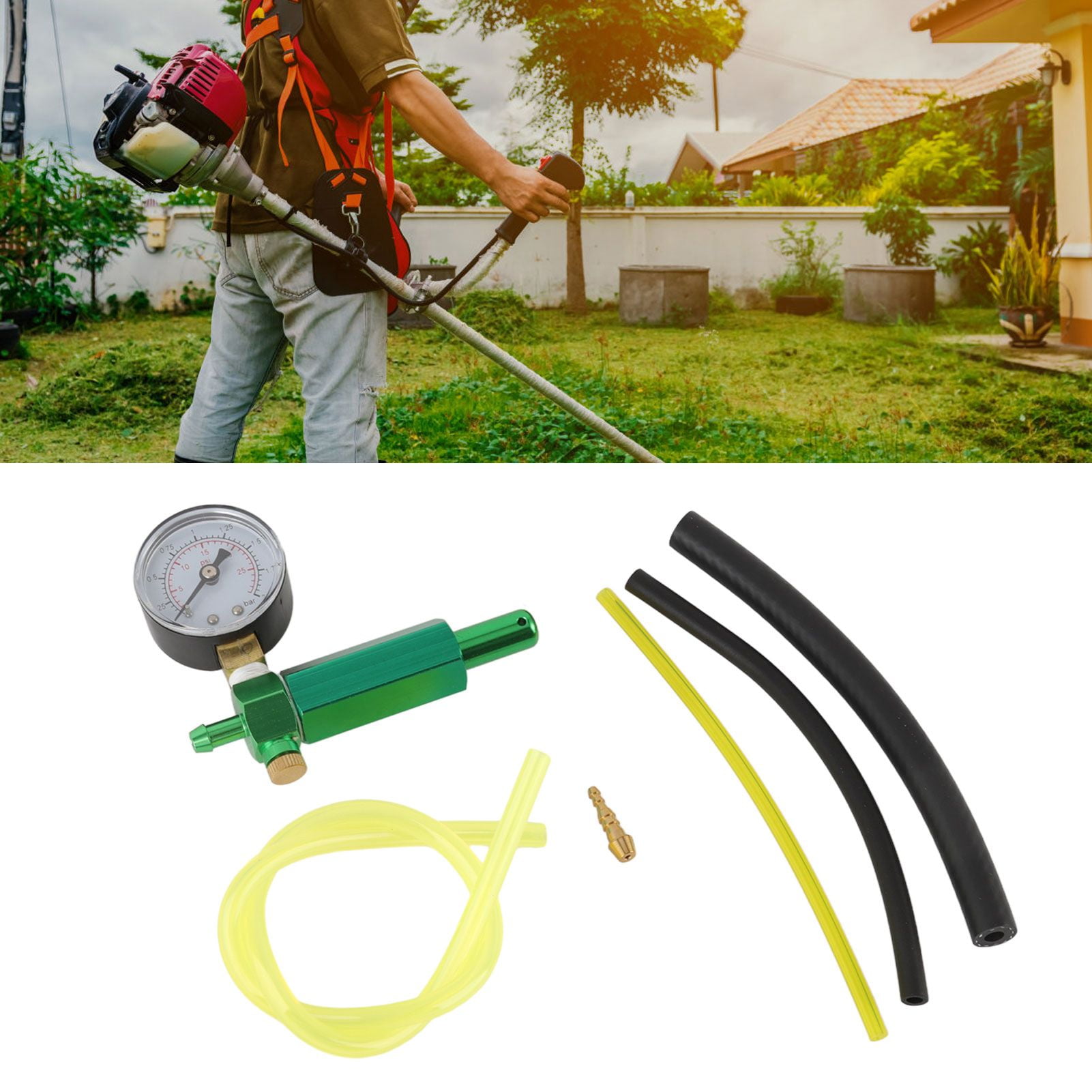 Rupoun Carburetor Leak Detector Pressure Gauge Testing Kit Replacement for Walbro 57211 Outdoor Lawn Garden Mower Engine Tool Parts (5.12 inches / 13 cm)