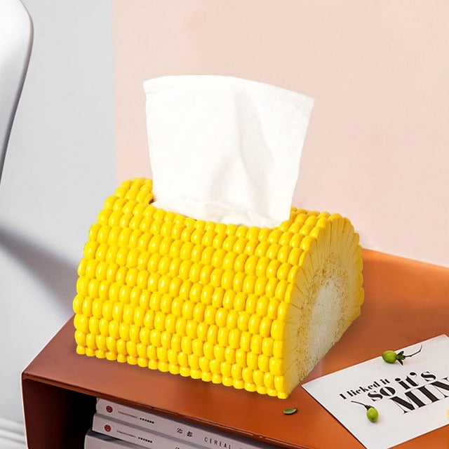 Xihbxyly Funda para Caja de Pañuelos de Maíz, Elegante Material de Resina, Boca Ancha para Fácil Acceso, Dispensador de Servilletas Multifuncional, Decoración Elegante para El Hogar, Idea de Regalo P