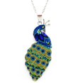 thumbnail image 3 of Juego de aretes y cadena con dije en forma de Pavoreal ZVEZDA, plata mexicana ley .925, multicolor, cristales Swarovski, 3 of 5