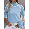 thumbnail image 3 of Fall Sweaters for Women Trendy Cute Cozy - Long Sleeve Colorblock Knitted Pullover Tops  Blue L, 3 of 7