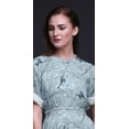 thumbnail image 3 of Bimba Rayon Flower & American Goldfinch Bird Smocked Waist Printed Gown Maxi Side Slit LadiesDress-Large, 3 of 6