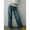 thumbnail image 4 of Women's Wide Leg Boyfriend Jeans Wide Straight Leg Denim Pants Low Rise Baggy Jeans Casual Loose Jeans, 4 of 7