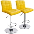 thumbnail image 1 of Modern Square PU Leather Adjustable Bar Stools with Back, Set of 2, Counter Height Swivel Stool by Leopard (Yellow), 1 of 5