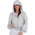 thumbnail image 3 of Female Zip Up Hoodies Cropped Sweatshirts Casual Comfy Cute Zip Jackets Fashion Trendy Fall Outfits Light Grey S, 3 of 10