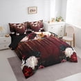 thumbnail image 3 of Manfei Chic Peony Flower Bedding Comforter Set 7 Pieces for Girls, Spring Garden Floral Queen Bedding Sets, Red Queen Sheet Sets, Microfiber Bedroom Decor, 3 of 8
