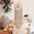 thumbnail image 5 of Nice Dream Large Macrame Dream Catcher, Wall Hanging Tapestry Bohemian Style Home Decor with 3 Woven Feather Tassels, Beige, 5 of 8