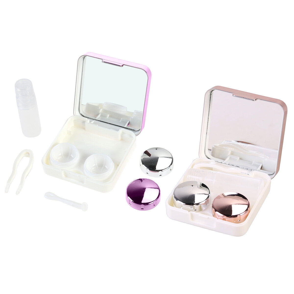 Lens cases 2 Set Lens Storage Case Set Lens Box Mirror Design Creative