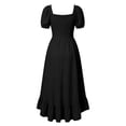 thumbnail image 6 of LEKWK Medieval Dress for Women Puff Sleeve High Low Renaissance Dress Square Neck Corset Lace Up Ruffle Victorian Halloween Costumes, 6 of 7