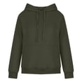 thumbnail image 5 of XFLWAM Womens Casual Hoodies Crew Neck Long Sleeve Sweatshirts With Pocket Lightweight Drawstring Pullover Tops Army Green XXL, 5 of 5