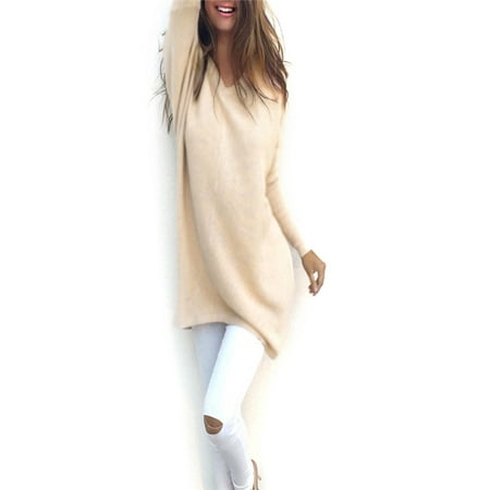 Solid Pullover Sweater - Women Autumn Solid V-neck Sweaters Pullovers Winter Tops Loose Blouse Long-sleeve