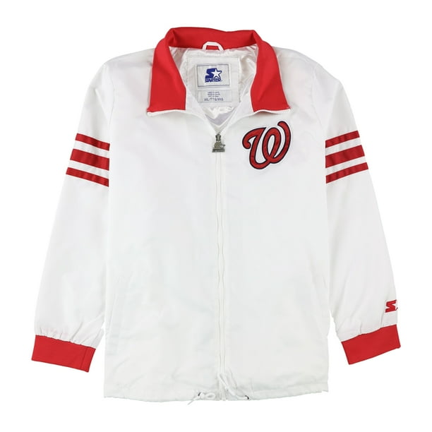 STARTER Mens Washington Nationals Windbreaker Jacket White Small