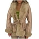 thumbnail image 2 of Chaquetas y abrigos de piel sintética sin capucha y manga larga para mujer, cárdigan liso con cuello alto, chaqueta de plumas, abrigo acolchado, 2 of 4