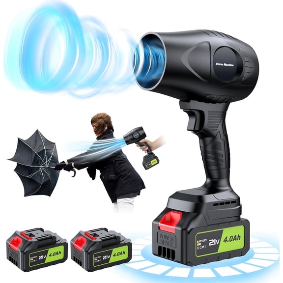 Aixiqee Electric Cordless Leaf Blower - 300K RPM, 2x4.0Ah Batteries & Charger. Ideal for Patio Cleaning, Lawn Care. Blows Leaves & Dust. Handheld, Lightweight.Black