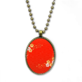 thumbnail image 1 of Japon sakura patrón oro rojo Collar Colgante de cadena vintage Colección de joyas colgantes Unbranded M, 1 of 3