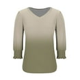 thumbnail image 4 of Ltctricy Women's Tops 205 Trendy Dressy Casual 3/4 Puff Sleeve V Neck Curved Hem Gradient T Shirts Loose Tunic Blouses, 4 of 4