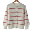 thumbnail image 3 of PUWEI Women's Striped Knit Cardigan Sweater Long Sleeve Button Down Crew Neck Outwear, 3 of 7