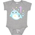 thumbnail image 3 of Inktastic Happy 1st Birthday with Cute Narwhal Stars and Bubbles Boys or Girls Baby Bodysuit, 3 of 5