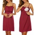 thumbnail image 1 of Chemise de Nuit d'Allaitement pour Femmes Robe de Maternité Robe d'Allaitement Combinaison Pyjama Rouge Vin P, 1 of 5