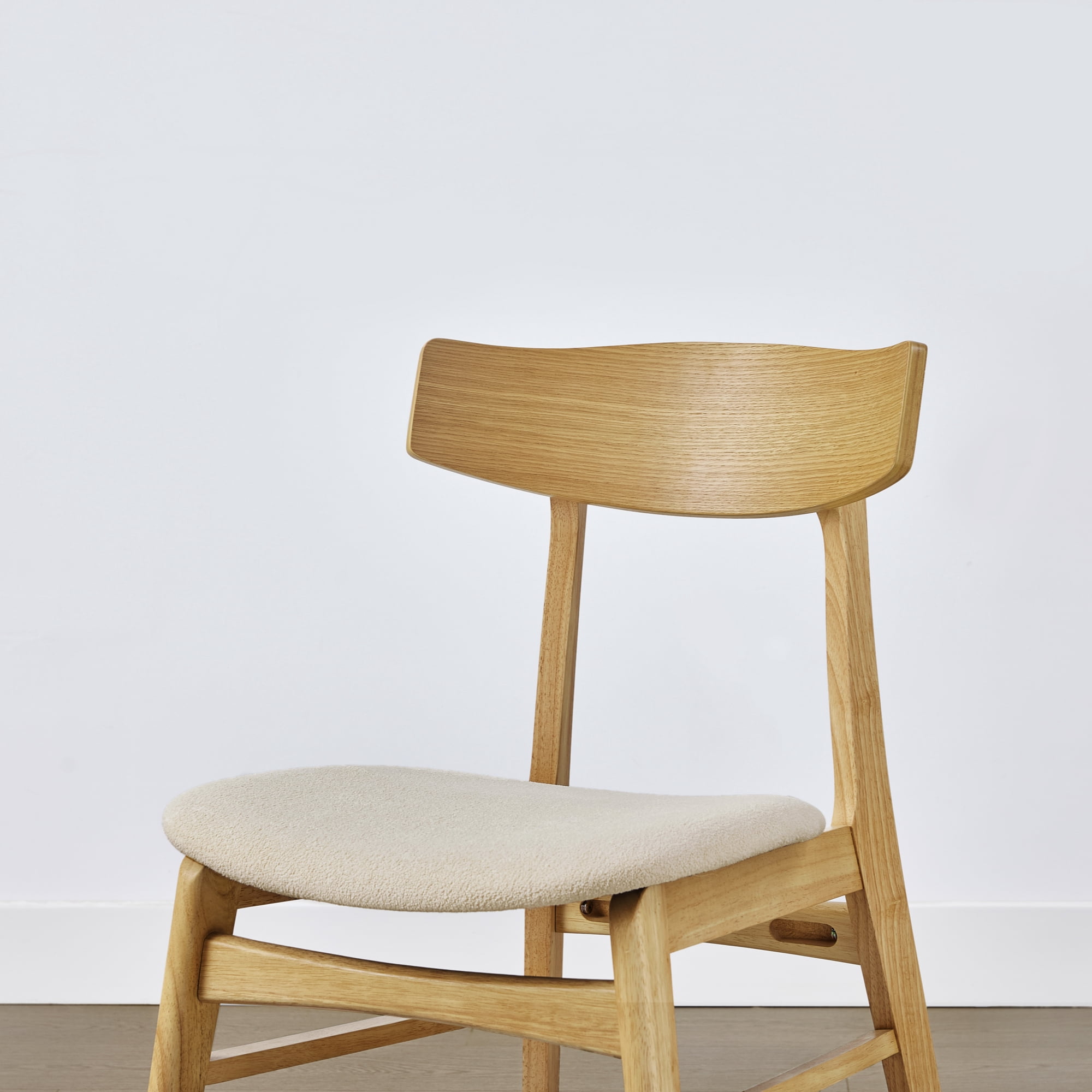 Spruce & Spring Farmhouse Upholstered Dining Chair with Solid Wood Frame Set of 2, Natural