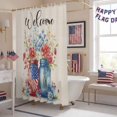 thumbnail image 5 of Independence Day Shower Curtain, 36" x 72", Welcome Flowers Butterfly Linen Texture Waterproof Bathroom Curtain Washable Shower Curtain Set with 12 Hooks, 5 of 9
