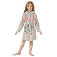 thumbnail image 6 of FORMRS Niños Bathrobe Unisex Hooded Robe Soft Plush Pajamas Sleepwear, Size 7-9T, Gray Flower, 6 of 7