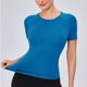 thumbnail image 3 of Camiseta de Manga Corta de Yoga para Mujeres Color Sólido Moda Casual Respirable Apretado Deportivo de Alta Elasticidad Camiseta de Carrera de Manga de Raglan Cuello Redondo Top de Manga Corta de Muj, 3 of 7