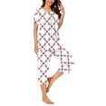 thumbnail image 5 of BiZtdJrK Womens Two Piece Sets Casual Pleated Short Sleeve Shirts and Capris Pajamas Lounge Set Fashion Leaf Print Sleepwear Suits with Pockets Prime Sales Today Clearance Wine XXL, 5 of 7
