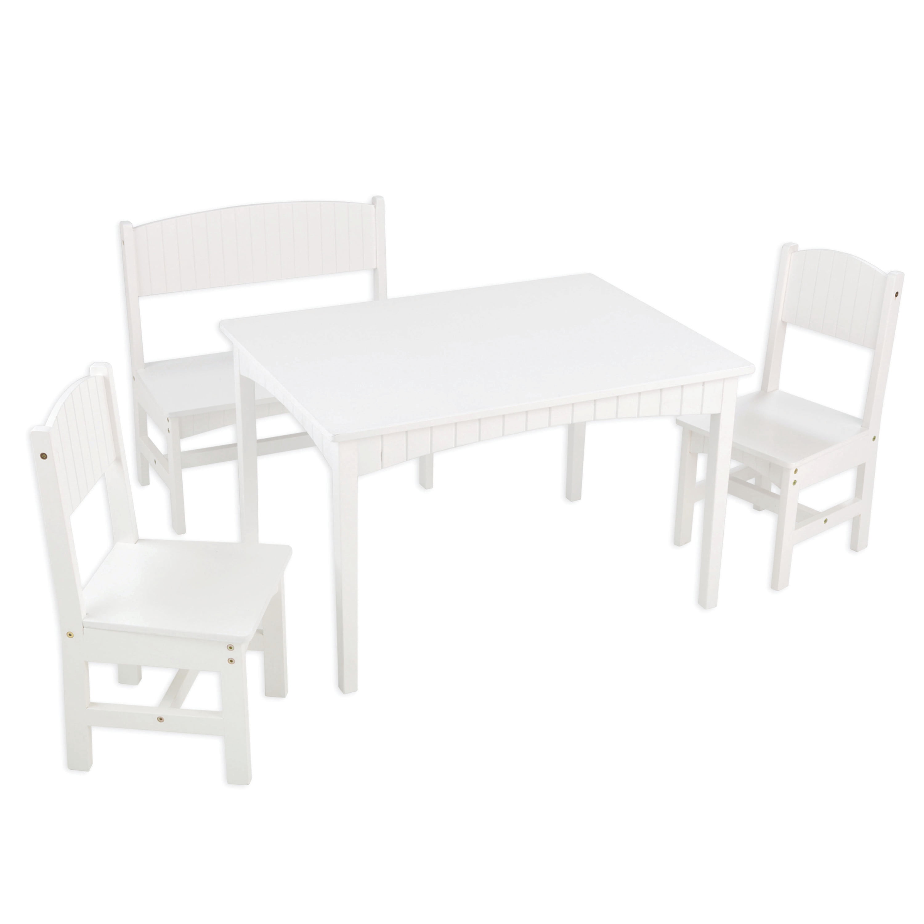 KidKraft Nantucket Wooden Table with Bench and 2 Chairs, Children's Furniture - White
