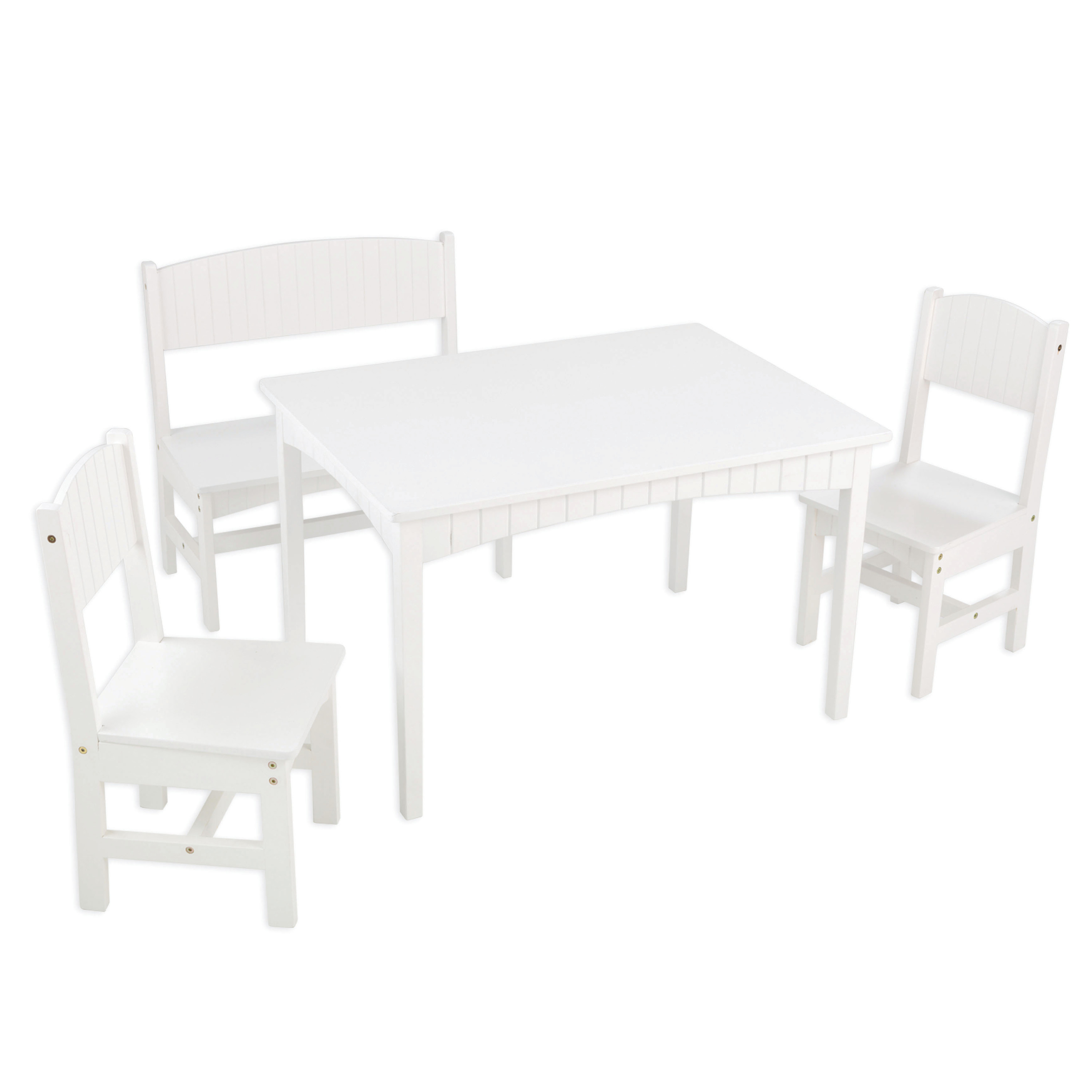 KidKraft Nantucket Wooden Table with Bench and 2 Chairs, Children's Furniture - White - image 4 of 8