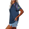 thumbnail image 4 of CHGBMOK Hauts de Printemps Grande Taille pour Femmes Hauts Aguichant Col Rond Imprimé Patchwork Manches Courtes T-Shirt Blouse Été Plage Hauts en Liquidation, 4 of 8