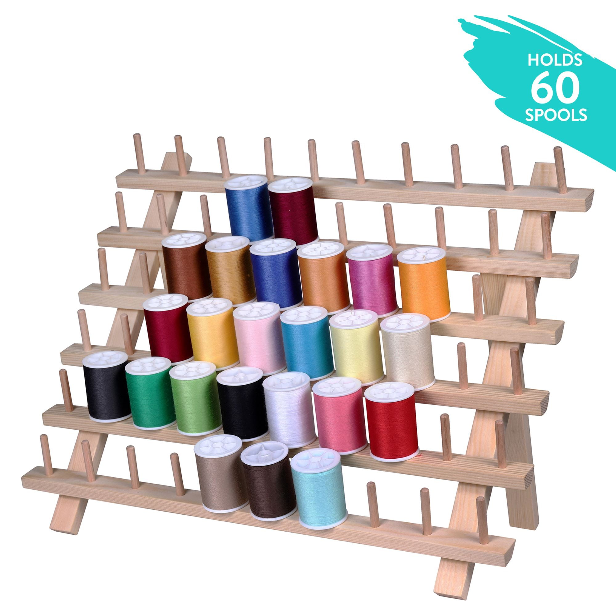 (3 pack) Hello Hobby Wood Thread Spool Rack, Holds 60 Spools